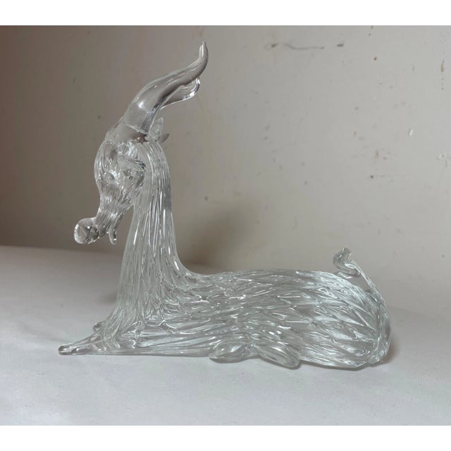 Vintage Hand Blown Murano Italian Art Studio Glass Bull Goat Sculpture Statue For Sale In New York - Image 6 of 12