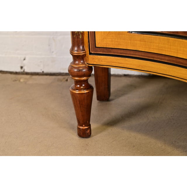 Brown Late 20th Century French Regency Louis XVI Inlaid Flame Mahogany Hand Painted Sideboard or Bar Cabinet For Sale - Image 8 of 13