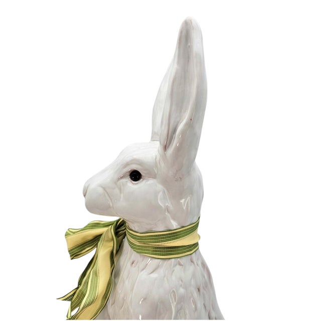 Large White Rabbit Statement Animal Sculpture Earth Needs California Glazed Terracotta Statue 27.5" For Sale - Image 12 of 17