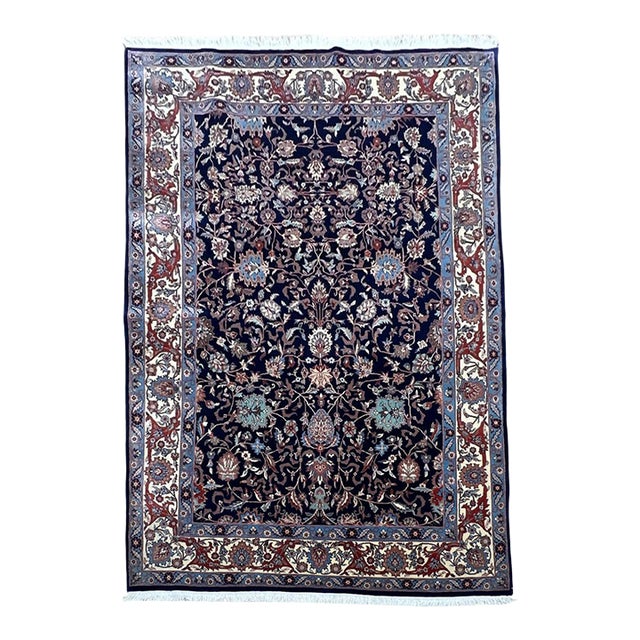 Persian Kashan Wool Rug 5’6” X 7’9” For Sale