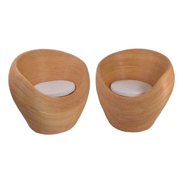 Pair of Pencil Reed Pod Chairs For Sale