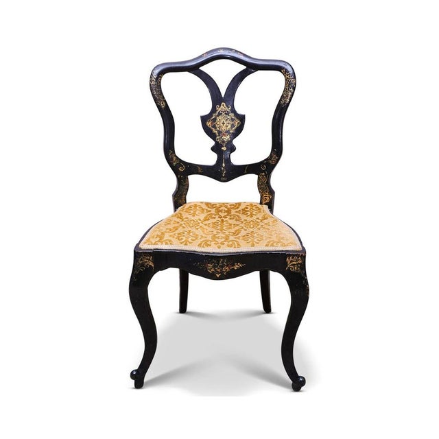 Victorian Black Lacquered & Gilt Decorative Hallway Chair from Jennens & Bettridge For Sale - Image 3 of 11