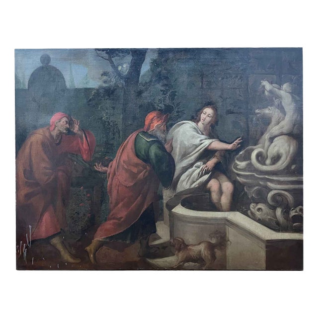 Biblical Scene with Characters and Architecture, 1800s, Oil on Canvas For Sale