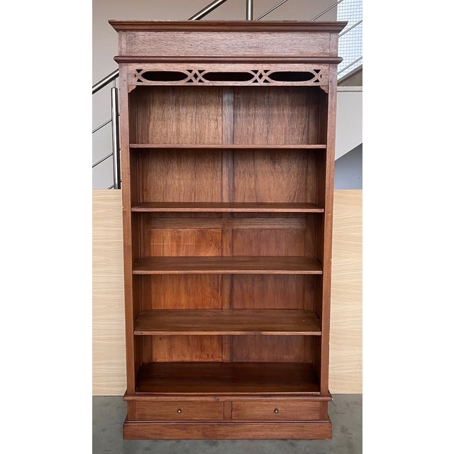 19th Solid Oak Bookcase or Etagere with Five Shelves Height between shelves : 11.22in Dimensions: Height: 78.75 in (200...
