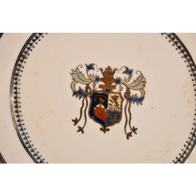 White 19th Century Set of Three Armorial Plates For Sale - Image 8 of 11