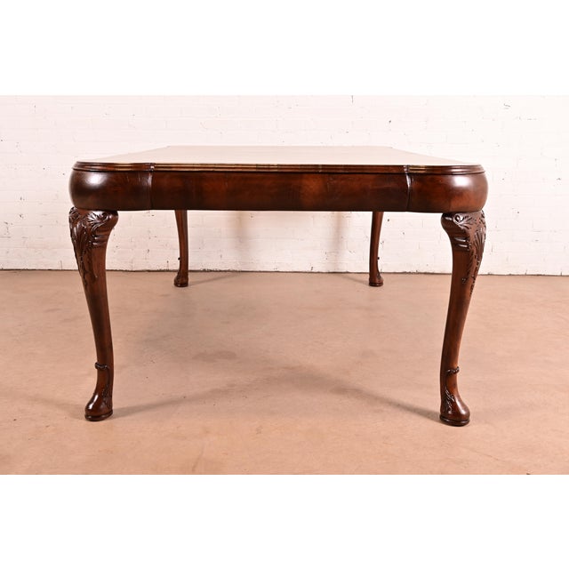 19th Century Antique Queen Anne Burl Wood Extension Dining Table, Newly Refinished For Sale - Image 13 of 14