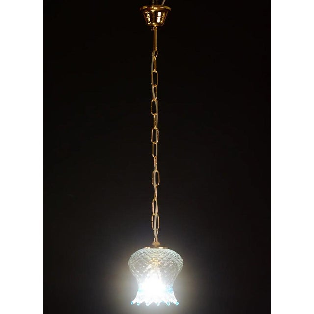 Art Deco 1980s Murano Glass Pendant Lights, Blue & Transparent - Set of 5 For Sale - Image 3 of 11