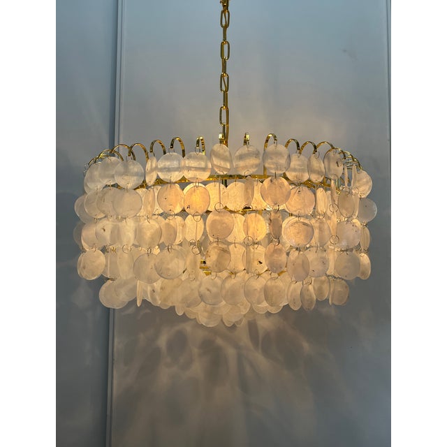 Capiz Chandelier with Gold Frame, 2019 For Sale - Image 10 of 10