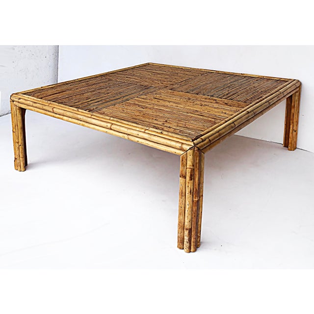 Late 20th Century Vintage Bamboo Coffee Table, Manner of Gabriella Crespi For Sale - Image 5 of 8