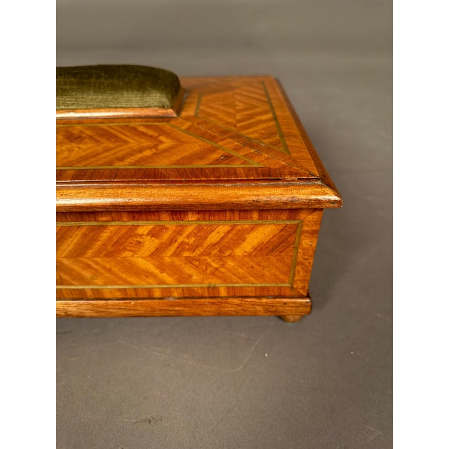 English 19th Century English Inlaid Satinwood Sewing Box With Mirror & Pincushion, Circa 1890 For Sale - Image 3 of 11