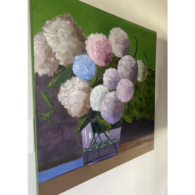 Title: "Cotton Balls" A still life of a large arrangement of multi-colored hydrangeas in a vase. Original (New) - Acrylic...