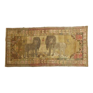Vintage Zabihi Collection Double Lion Turkish Gallery Size Runner - 5'7" x 11'10" For Sale