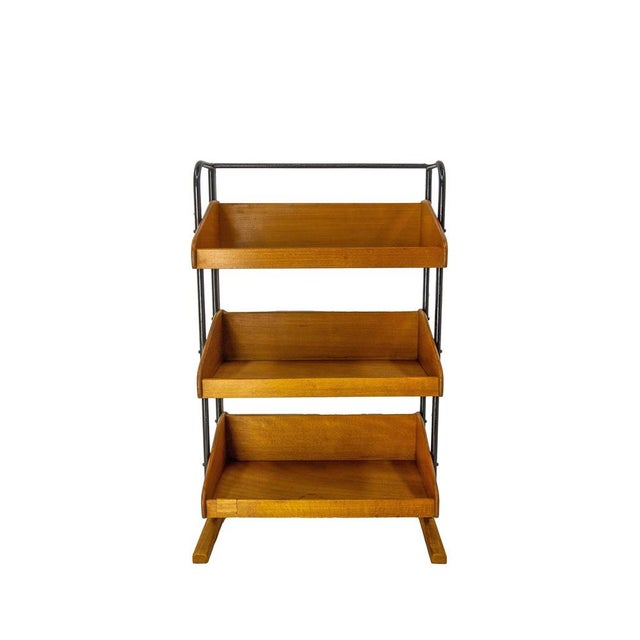 Mid-Century Modern Mid-Century French Beech and Iron Étagère, 1950 For Sale - Image 3 of 9