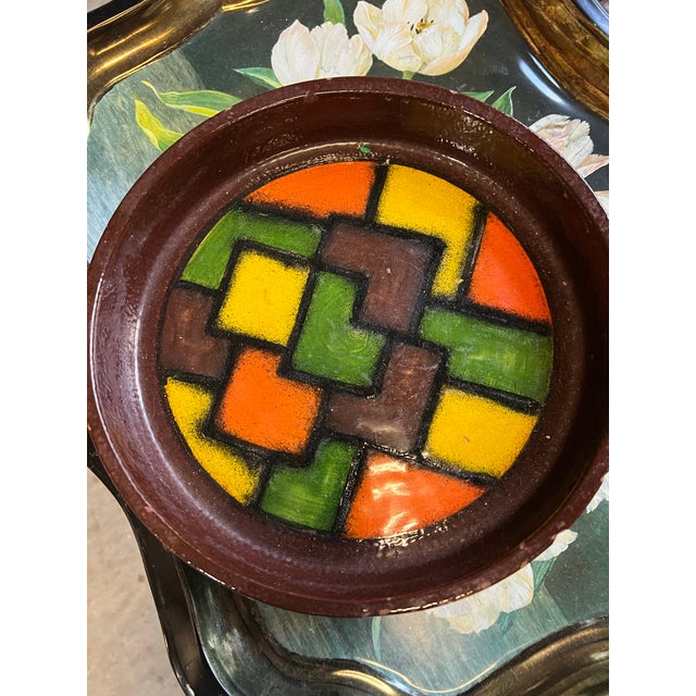 Up for consideration is a beautiful vintage ceramic large MCM style ashtray with a tile design. This would look lovely in...