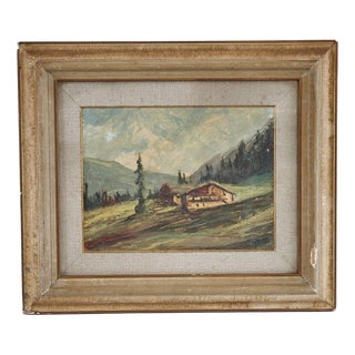 Unknown, Alpine Landscape, 1950s, Oil on Panel For Sale