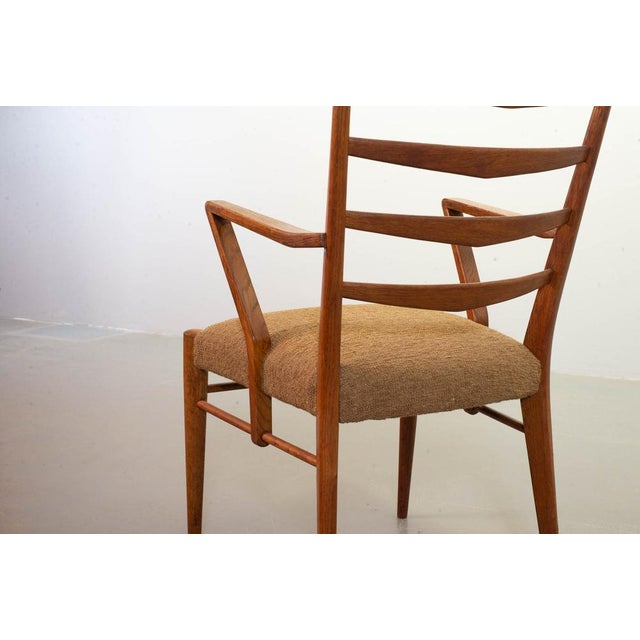 Set of Dutch Wooden Ladder Armchairs with Bouclé Fabric by Cees Braakman, Netherlands, 1950s For Sale - Image 11 of 18