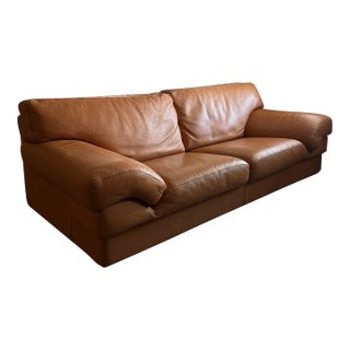 Vintage Roche Bobois Italian Cognac Leather Sofa by Tre Erre S.p.A. | 2003 | Natural Leather For Sale