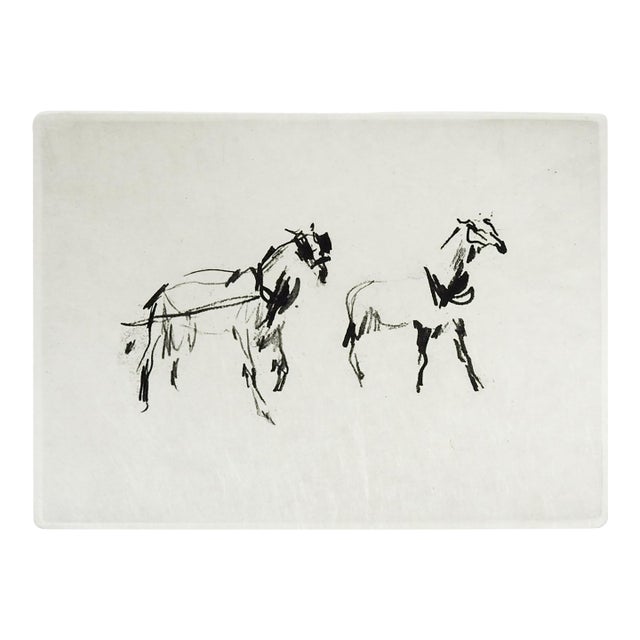 Late 20th Century Kaiko Moti Horses in Harness Etching For Sale