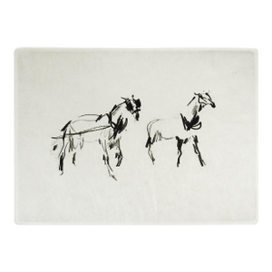 Late 20th Century Kaiko Moti Horses in Harness Etching