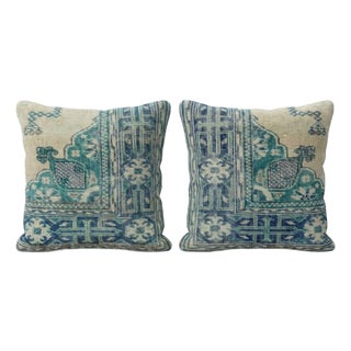 Turkish Wool Rug Pillow Cover 20'' X 20'' - Set of Two For Sale