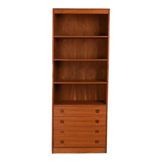 1960s Mid-Century Walnut Hutch Bookcase Cabinet For Sale