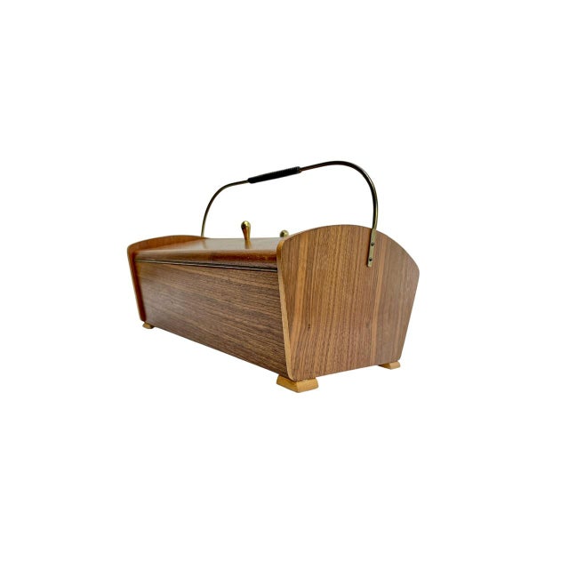 Mid-Century Teak Wood Sewing Storage Box, 1960s For Sale - Image 10 of 11