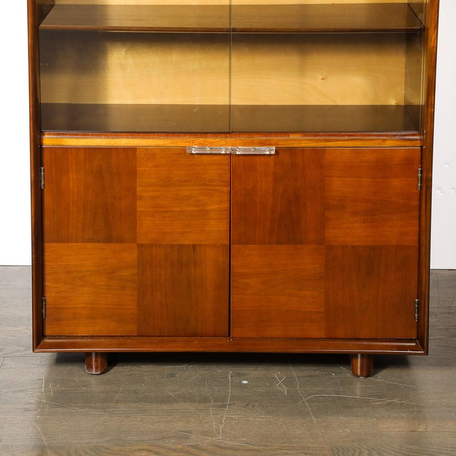 Gilbert Rohde Art Deco Walnut Cabinet With Lucite Pulls & Glass Front by Gilbert Rohde For Sale - Image 4 of 17