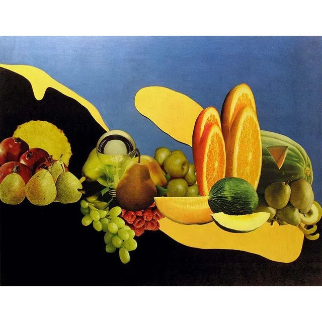 1980s "Fruitful" Paper Collage Still Life by Mary Helen Horty For Sale - Image 4 of 5
