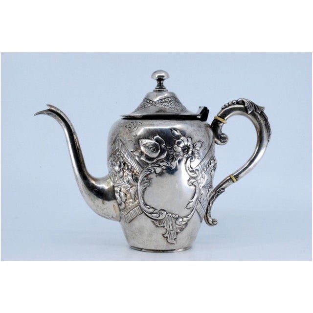 Silver Kettle with Reliefs and Removable Lid For Sale - Image 9 of 11