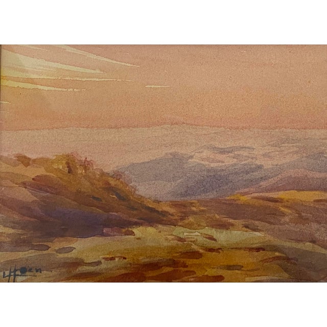 Vintage Desert Mountain Sunset Landscape Watercolor Painting By L Hoen Chairish