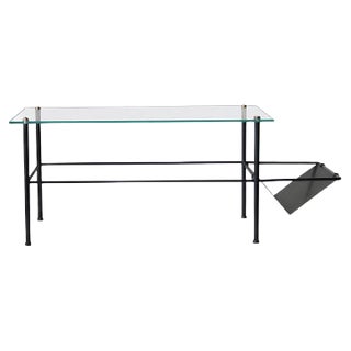 Mid-Century Modern French Rectangular Black Sheet Metal & Glass Coffee Table, 1960 For Sale