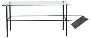Mid-Century Modern French Rectangular Black Sheet Metal & Glass Coffee Table, 1960