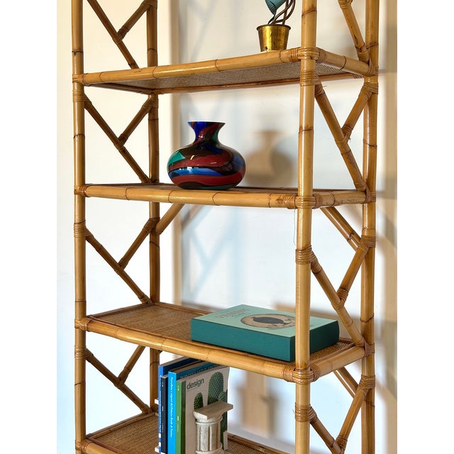 Wicker and Bamboo Bookcase, 1970s For Sale - Image 10 of 11