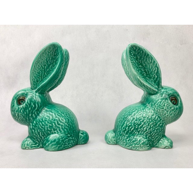 No. 1028 Green Glazed Rabbit from Sylvac, 1950s, Set of 2 For Sale - Image 4 of 14