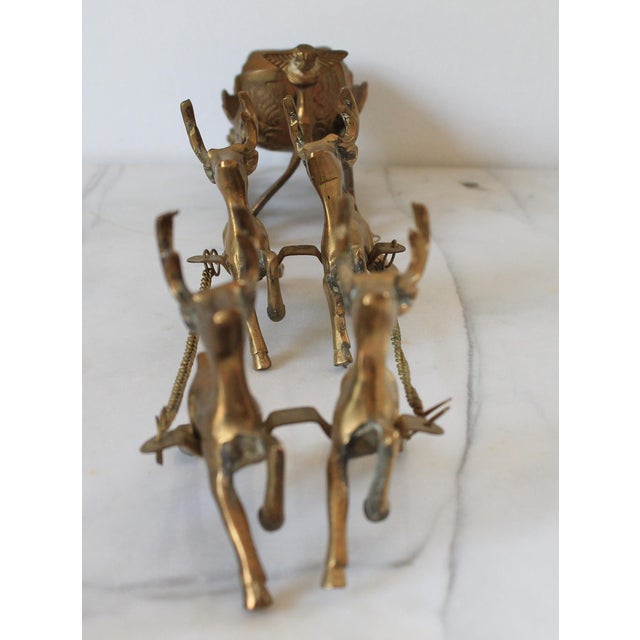 Brass Vintage Brass Sleigh and Reindeer For Sale - Image 8 of 12