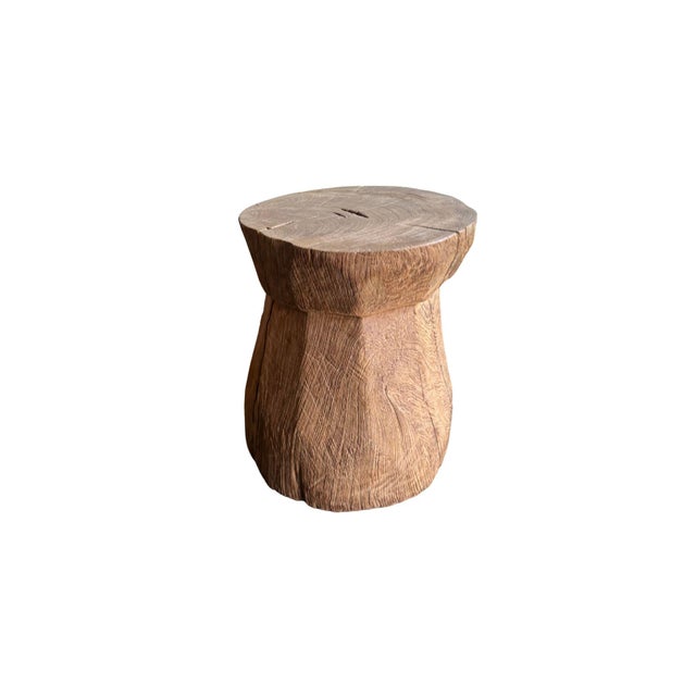 1970s Aged Javanese Teak Wood Side Table – Sculptural Organic Pedestal For Sale - Image 9 of 9