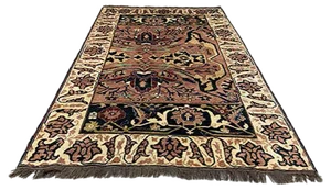 Vintage Handmade Afghan Purple, Beige &Blue Wool Chobi Ziegler Rug