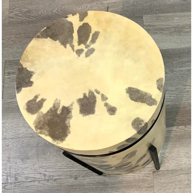 Modern Currey & Co. Modern Faux Vellum Karlson Round Drinks Table For Sale - Image 3 of 4