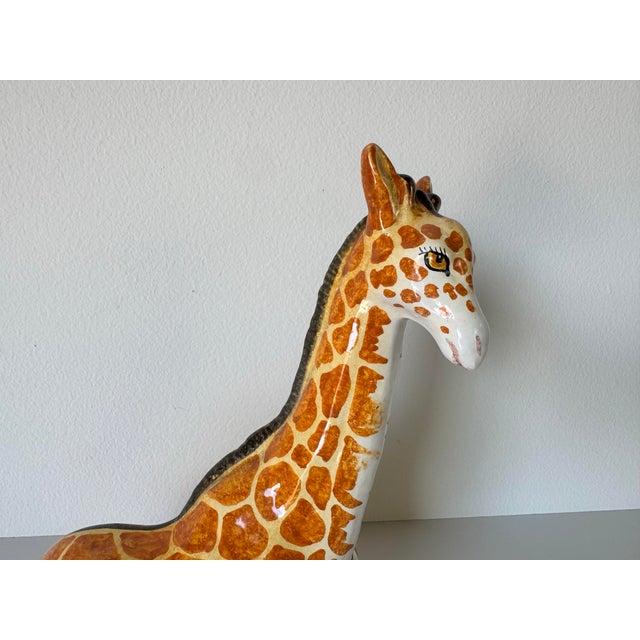 Vintage Handmade and Hand-Painted Ceramic Giraffe Figurine For Sale - Image 4 of 11