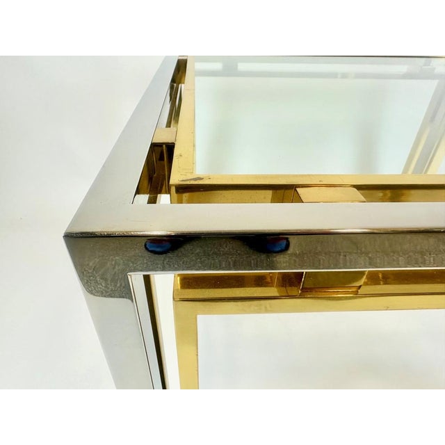 Italian Coffee Table in Chrome & Glass & Brass, 1970s For Sale - Image 4 of 13