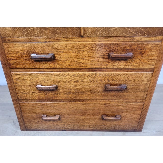 Brown Vintage Rustic Oak Tallboy Cabinet, 1930s For Sale - Image 8 of 18
