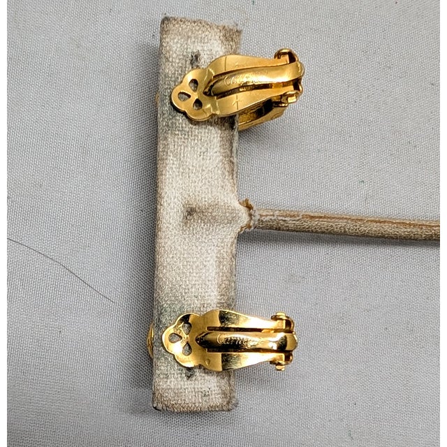 Red Vintage 1960s Signed Hattie Carnegie Cabochon Faux-Garnet Clip Earrings-2 Pieces For Sale - Image 8 of 8