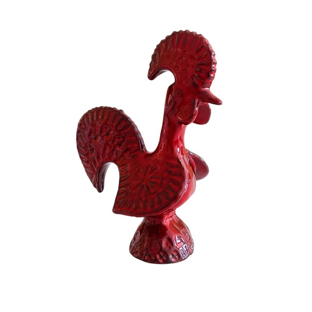 A bitossi by aldo londi ceramic rooster, featuring a rare oxblood glazing. Handmade in flavia montelupo circa the 1960s....