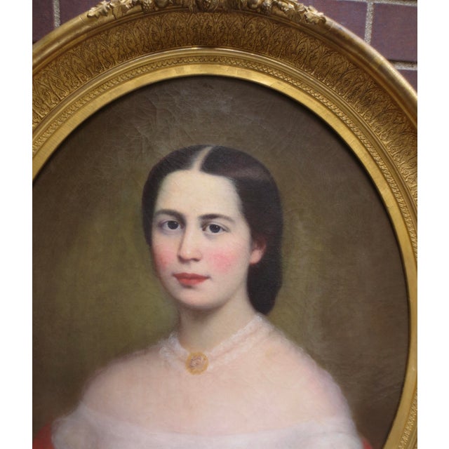Mid-19th Century Ladies Portrait in Period Frame For Sale - Image 12 of 12
