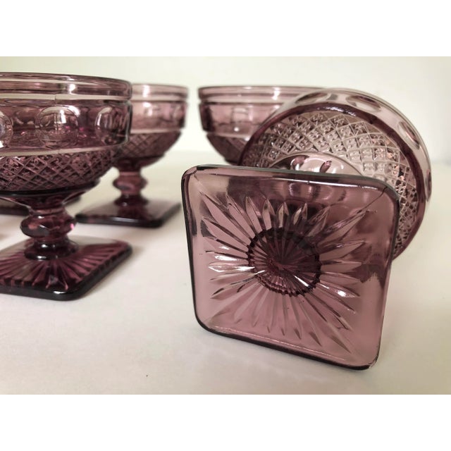 Vintage Purple Glass Set of 6 Sherbet Glasses For Sale - Image 4 of 6