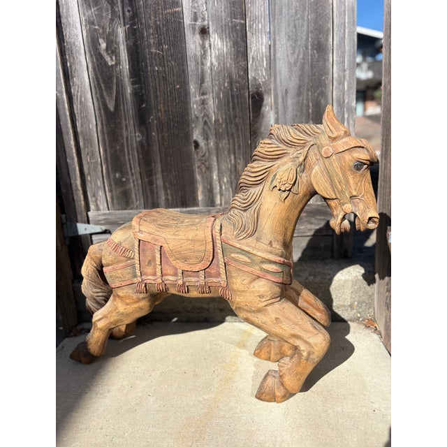 1950s 1950s Hand Carved Americana Carousel Horse Full Size Sculpture For Sale - Image 5 of 12