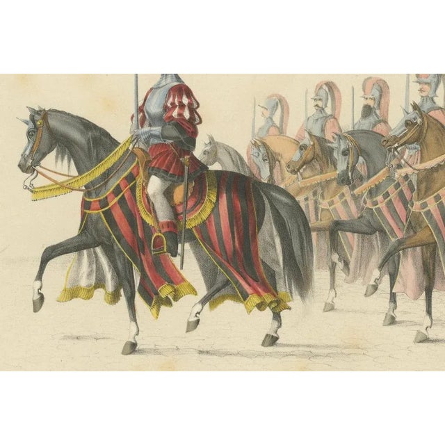 Title: Swiss Cavalry Escort in Festive Parade – Bern’s Entry into the Confederation, 1855 : This striking hand-colored...