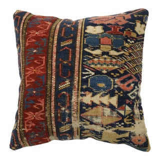 Blue Antique Caucasian Rug Pillow For Sale