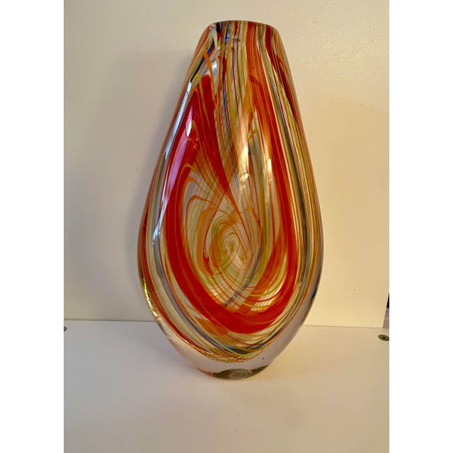 Mid-Century Modern Mid-Century Murano Teardrop Vase With Atomic Swirl For Sale - Image 3 of 7