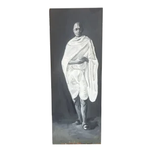 Vintage Portrait of Gandhi on Wooden Board Oversized